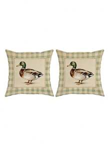 2D 1/2/4pcs Duck Throw Pillow Covers Green Beige Cozy Decorative Pillowcases One Sided Printing For Living Room Bedroom Sofa Bed Decor Without Pillow Inserts - Mustard Yellow - View 10
