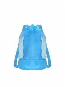 XD Children's Large Capacity Mesh Beach Bag, Can Store Beach Toys, Breathable Nylon Drawstring Backpack, Suitable For Kids In Pool And Outdoor Sports, Blue - Multicolor - View 13