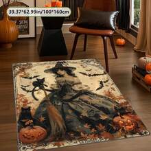1pc Halloween Witch Decor Rug, Witch And Bat Rug, Halloween Essential Rug - Washable And Easy To Clean, Suitable For Living Room, Bedroom, Kitchen, Study, Entrance, Laundry Room, Home Decor Gift Rug; Living Room Rug: Living Room Rug, Rug, Living Room Area Rug, Area Small Rug, Mat, Home Decor, Large Living Room Rug, Living Room Home Decor, Room Decor, Washable Rug - Multicolor - View 6
