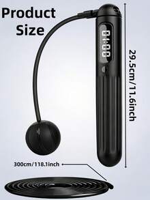 LMMAKE 1PC Weighted Jump Rope, Adjustable Length With LCD Counter, Durable PVC, 2-In-1 Ropeless & Traditional Modes For Men & Women, Ideal For Home, Gym, Office And Outdoor Use - One Size Fits All - View 3