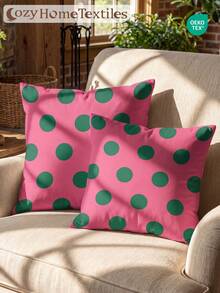 1/2pcs Polka Dot Print Pillowcase (Pillow Insert Not Included), Single-Sided Print, Soft & Breathable, Anti-Pilling, Skin-Friendly & Durable, 45*45/50*50/40*40CM, Home Decor, Suitable For All Seasons, Machine Washable, OEKO-TEX Certified - Multicolor - View 7