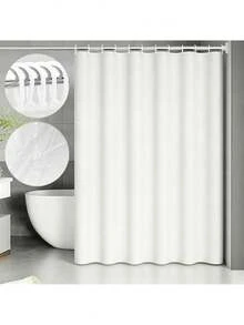 Cortinas para baño, resistente al moho y al agua, lavable, incluye 12 ganchos, apta para bañeras y cuartos de ducha, tamaño 180 cm x 180 cm (disponible en blanco y negro) - Blanco - Ver 1