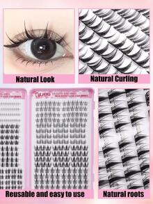 24 Rows Of 324pcs Manga Style DIY Eyelash Set, 8 Mixed Styles, Suitable For Daily Work And Parties, Suitable For Various Eyelash Needs, Even Beginners Can Create Natural Makeup Effects, Suitable For Wearing At Parties, Eyelashes, Fake Eyelashes - C - View 3