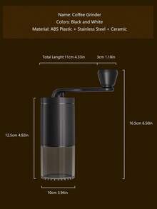 1pc Portable Manual Coffee Bean Grinder, Transparent Visual Chamber With Adjustable Settings, Large Capacity Coffee Powder Box (Free Cleaning Brush), Suitable For Espresso, Pour-Over Coffee, French Press, Ideal For Travel, Camping, Home, Dorm And School Use - Multicolor - View 3