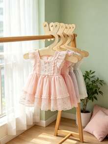 5 buah Gantungan Baju Bayi Kayu dengan Desain Telinga Kelinci, Bentuk Hati Berongga, Sudut Bulat Anti Selip, Dekorasi Kamar Bayi dan Penyimpanan Pakaian Bayi Hemat Ruang - Aprikot - View 8