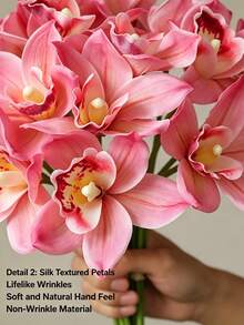Set de 6 piezas Nuevos Diseños de Ramos de Flores de Orquídea Artificial de 6 Tallos, Decoración de Escritorio de Alta Gama para el Hogar/Oficina Flores Artificiales - multicolor - Ver 8