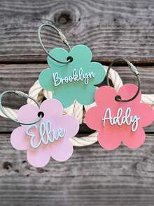 Personalized Flower Keychain With Name, Custom Acrylic Key Ring, Cute Bag Charm Accessory, Handbag Decoration, Birthday Gift For Women - Multicolor - View 3