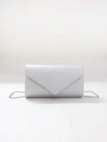 LJDCRFT Chic And Minimalist Envelope Evening Bag With Metal Trim Decoration, A Stylish Accessory For Weddings, Proms, And Parties. - Silver - View 1
