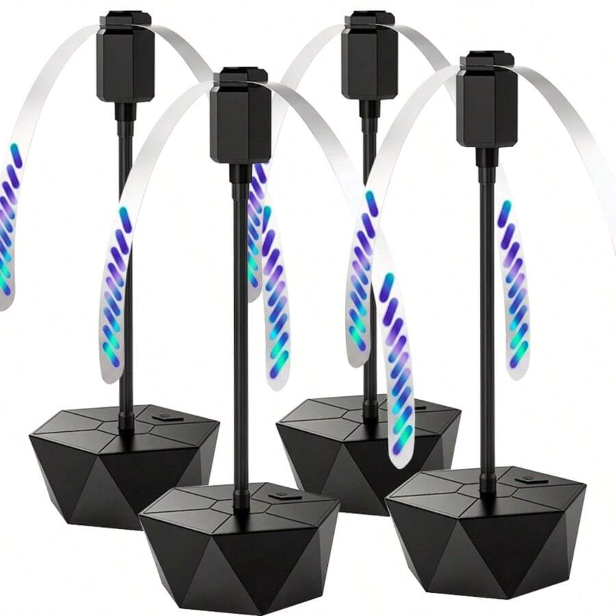 2pcs/4pcs Desktop Fly Repellent Fan, Soft Blade High-Efficiency Fly Repellent Fan, Retractable Foldable Portable Electric Fly Repellent Fan, Suitable For Picnic, BBQ, Keep Food Clean - Multicolor - View 1