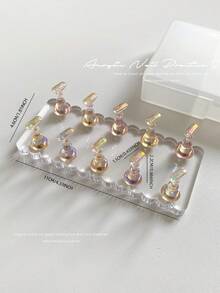 3D Resin Acrylic Rectangular Right-Angle Ripple Base Nail Art Display Stand With Aurora White, Purple, Pink, Champagne, Alloy Gold And White K Finger Holder Practice Tray Set, Korean-Japanese Style Floral Laser DIY For Home, Outdoor, Women, Mom, Sister, Wife, Girlfriend, Wedding, Nail Salon, Beauty Parlor, Valentine's Day - Multicolor - View 13