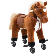 HOMCOM Caballito para Niños de +2 Años Caballo de Juguete con Ruedas Sonidos de Relincho Palos y Pedales Carga 60 kg 55x23x60 cm Marrón - marrón - Ver 10