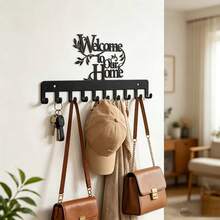 Warm Home Sweet Home Iron Wall Decor Hooks, New Home Moving Gift Wall-Mounted Coat Rack, Home Entryway Key & Bag Storage Hooks, Creative Metal Multi-Hook Organizer, Halloween, Holiday, Home Decor Item - View 14