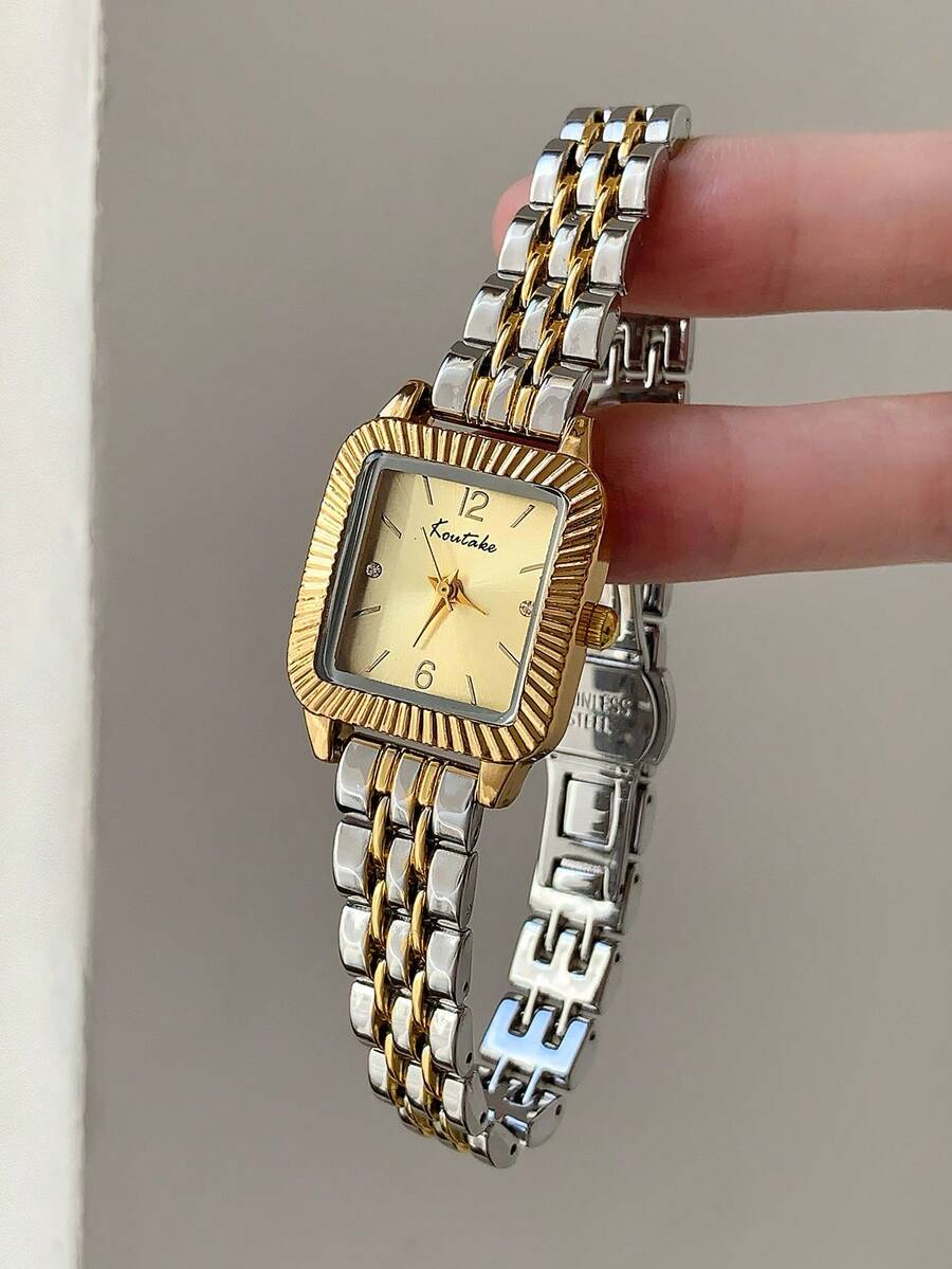 Oval-Shaped Women's Quartz Watch With Arabic Numeral Dial, Fashionable Mid-Century Style, Suitable For Daily Wear, Gifts And Parties - Silver and Gold - View 1