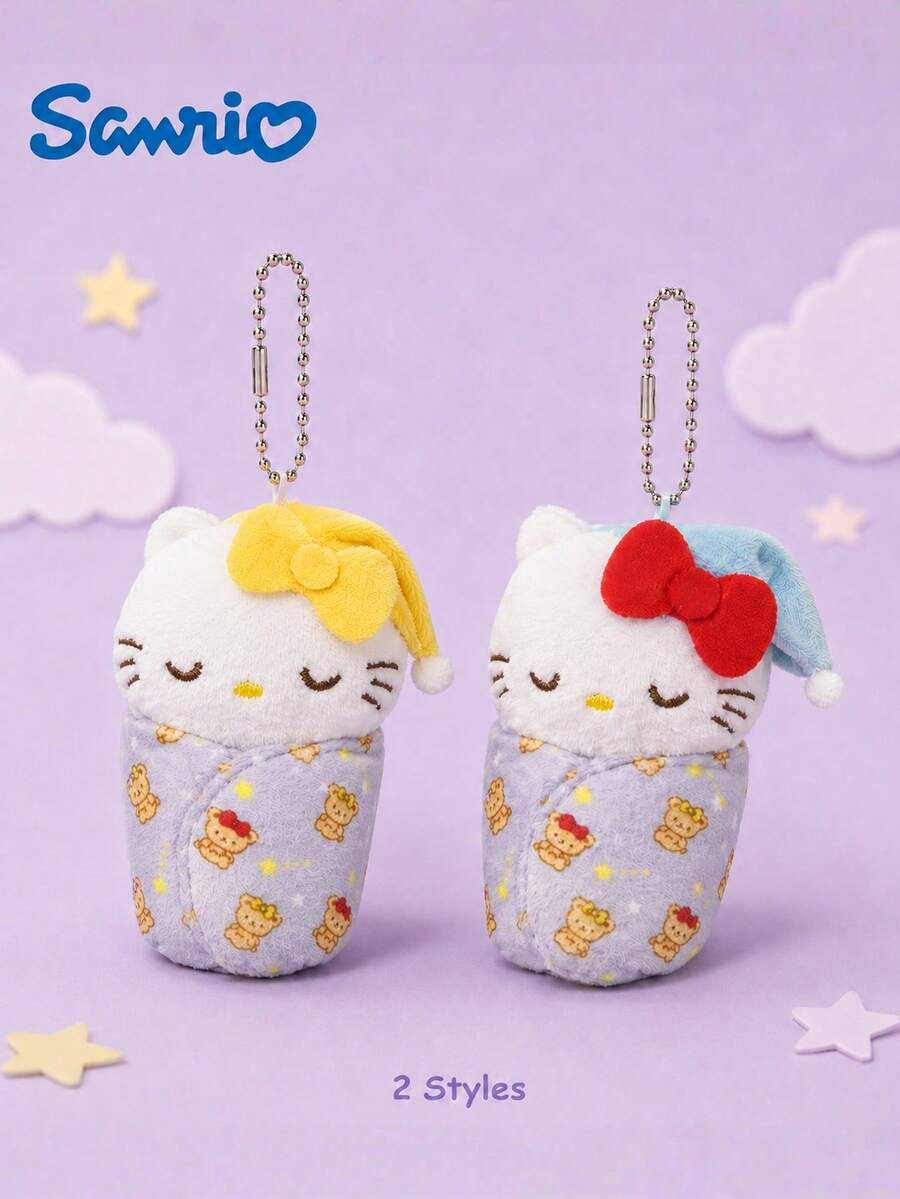 SANRIO 1件裝毛絨愛心造型玩偶背包掛飾,鑰匙圈吊飾,生日禮物、情人節禮物、紀念品 - 彩色 - 查看 1