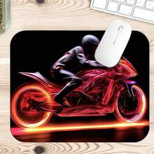 Blue Holographic Fighter/Red Neon Light Trail Transparent Motorcycle Rider Extended Gaming Mouse Pad, Large Non-Slip Rubber Waterproof Keyboard Desk Mat, Suitable For PC Laptop Gaming Office Desktop Decoration - View 10
