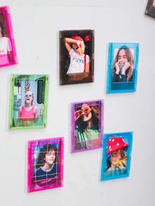 1/5/10pcs Macaron Color Transparent Magnetic Fridge Photo Frames, Mini Acrylic Magnetic Photo Clips, Suitable For Small Cards, Family Photos, Dorm Kitchen Office Metal Surface Aesthetic Decor Gifts (Random Color),Card Holder - Random Color - View 2