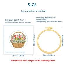 3 Styles Healing 3D Floral Embroidery Full Material Kit, Pastoral Tulip/Sunflower/Daisy Basket, Zero-Based Handmade DIY, Healing Stress Relief Home Decor - Multicolor - View 3