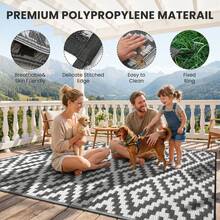 EDIMENS Large Outdoor Rug, Outdoor Mat Anti-Slip Carpet, Garden Rugs UV Resistant Garden Mat For Patio, Easy Cleaning Patio Rug For Camping, Deck, Beach, Picnic - A - View 3