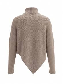 Women's Ribbed V-Neck Long Sleeve Knit Top, Medium Stretch, Suitable For Casual Wear In Autumn And Spring - Khaki - View 8