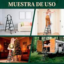 Unicame Escalera Plegable para Casa, Escalera Plegable 4 Peldaños, Diseño Antideslizante, Diseño de Cierre de , Escalera Tubular, Escalera de Tijera, para Hogar Oficina Almacén-Negro - Negro4 Niveles - Ver 8