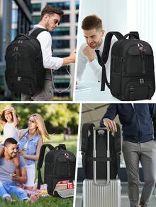 NEWHEY 17.3 Inch Laptop Backpack With USB Charging Port, Waterproof, For Work, Travel, Business, Students - Black - View 7