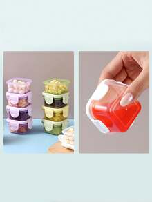 4-8pcs Small Food Storage Container Set, Kitchen Lunch Box, Refrigerator Airtight Box, Rectangular Plastic Sealed Storage Box, Small Food Container, Multi-Functional Seasoning Box, 2oz Plastic Material, With Airtight Lid, Stackable, Multi-Purpose, Portable, Suitable For Snacks, Fruits, Oats, Travel And Home Storage, Home Storage Basket, Storage Box And Container, Kitchen Supplies, School Supplies, Back To School - Multicolor - View 4