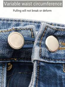 Pants Button Extender, Adjustable Waistband Buckle, Waist Extension Button, Random Color, No-Sew Button, Easy To Use, No Tools Needed, Elastic Material, 0.71 Inch Extension Length - Multiple Styles - View 5