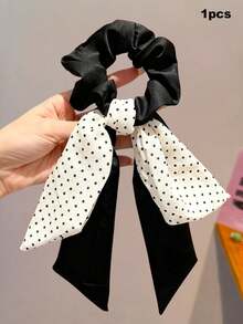 2/1/1pc/Set Vintage Polka Dot Ribbon Scrunchie, Drape Fabric Lightweight And Non-Pressing, Retro Fashion Hair Accessory - Suitable For Women And Girls, Perfect For Daily, Dating, School, Vacation And More - Multicolor - View 12
