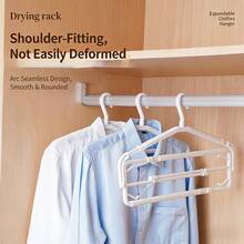 2 Buah Rak Jemuran Pakaian yang Dapat Diatur dan Diperpanjang - Gantungan Jemuran Teleskopik Berlapis untuk Handuk Mandi, Jubah Mandi & Kaos, Rak Pengeringan Cepat Hemat Ruang dengan Desain Bahu Anti-Deformasi - View 9
