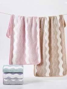 2pcs Modern Minimalist Fashion Coral Fleece Bath Towels, Ultra Soft, Quick Dry, No Shedding, Sauna Towel, High Absorbency - Multicolor - View 6