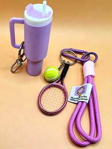 1 Set Gantungan Kunci Berbentuk Cangkir dan Raket Tenis dengan Rantai yang Dapat Dilepas - Sempurna untuk Menyimpan Lip Gloss - Gantungan Kunci Lipstik - Gantungan Kunci Wadah Lipstik - Kotak Penyimpanan Lip Balm - Seri Olahraga Modis, Gantungan Kunci Unik, Dekorasi Tas, Gantungan Ponsel - MultiWarna - View 4