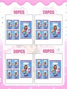 MASSDI Gabby Dollhouse Party Favor Bags, Cartoon Themed Goodie Treat Bags With Die Cut Handles For Birthday Party, Baby Shower, Festival Celebration, Party Decorations, Candy Gift Bags For Guests, Party Supplies For Themed Events, Pink Sparkle Design - Handbag - View 6
