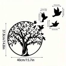 4pcs Tree Of Life & Bird Metal Wall Art Set - Modern Laser Cut Decor, Unique Home Decoration For Indoor And Outdoor, Multi-Functional Home Decor - Black - View 2