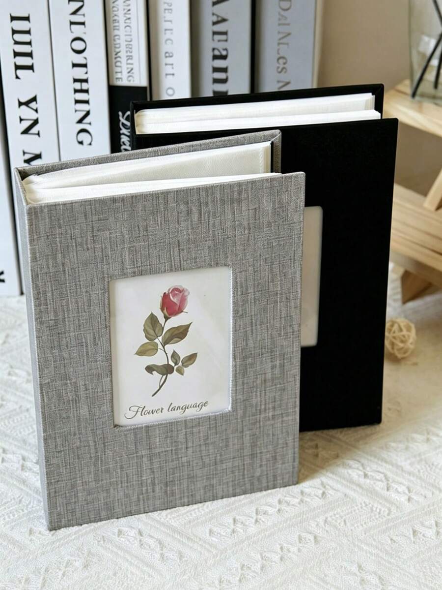 1pc Linen Photo Album, High-End Display Window Design, Acid-Free Inner Pages, Holds 26 Pages, 100 Photos, 4x6/5x7/8*10 Photos, Suitable For Family Memories, Wedding Keepsakes, Anniversary Gifts, Memory Album, Photo Storage, Home Decor Essential