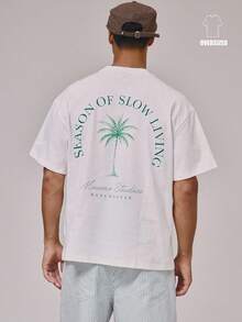 Men's Large Graphic Pattern T-Shirt "Musero Studios" For Spring Summer Holiday,Premium 100% Cotton,Ideal For Leisure. - Weiss - View 1