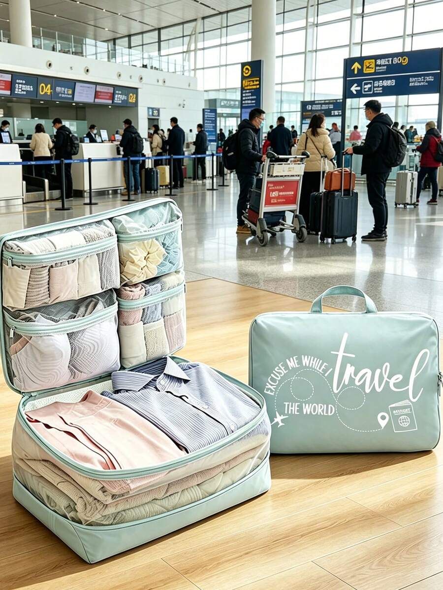 Vigour Summer 多功能旅行圖案收納袋，衣物整理袋，內衣收納袋，適合整理衣物與內衣。可攜式大容量袋，可掛在行李上，適用於旅行、返校季與居家使用，送給朋友、學生或特殊場合的完美禮物，返校季