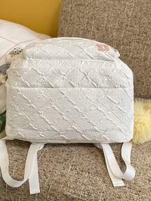 Crinkled Texture Letter Backpack, Large Capacity School Bag, College Style Commuter Backpack For Girls - Multicolor - View 4