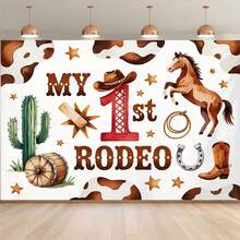 Background Banner Vibrant Western Cowboy 1st Birthday Party Theme Pattern Party Decoration Banner, Birthday, Anniversary And Photography Studio Props - Indoor And Outdoor Celebrations - Multicolor - View 3