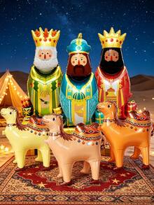 6pcs Set Oversized 3D Camel Balloons, Suitable For Epiphany, Three Kings Day, Christmas, Nativity Party, Family Gathering, Supermarket Store, Classroom Decoration And Photo Props Halloween - King + Camel - View 4