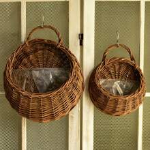 Ins Style Pastoral Wall Hanging Planter, Woven Wall Hanging Basket - Original Design Handmade Decorative Item, Hanging Woven Wall Hanging Basket With Protective Material, For Hands, Home Decor, Suitable For Patio, Living Room, Bedroom - Wall-mounted - View 10