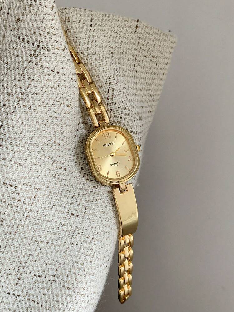 1 pieza Reloj de cuarzo de nudo cuadrado de bambú en color dorado/plateado, adecuado para uso diario y regalo perfecto para cumpleaños, Navidad - Dorado - Añade 11
