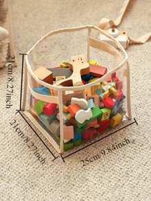 1pc Transparent Toy Storage Basket, Building Blocks Plush Toy Storage Box, Large Capacity Household Multifunctional Storage Bucket, Household Storage And Organization For Bedroom, Bathroom, Office, Desk - Transparent White Model - View 9