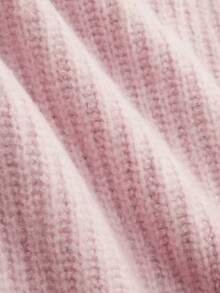 Thick Ribbed Knit Cropped Cardigan, Round Neck Button-Up Balloon Sleeve Sweater Jacket, Spring Autumn Daily Wear, Soft Comfortable Casual Layering Top For Streetwear - Pink - View 5