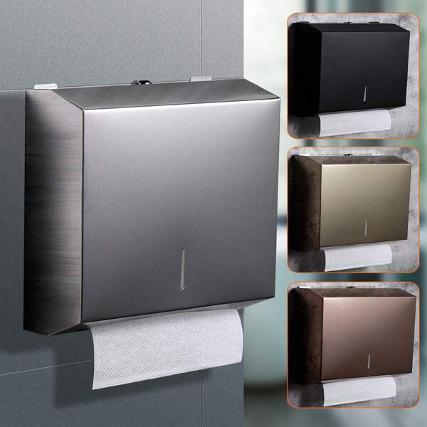 1pc Square Large Paper Towel Dispenser, Stainless Steel Material, Wall-Mounted Hand Towel Holder, Suitable For Public Restrooms, Commercial Hotels And Other Scenarios - Brushed, Polished, Black, Gold, Rose Gold Available