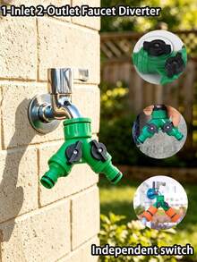 2-Way Garden Hose Splitter, 1-To-2 Y-Shaped Faucet Valve Connector With Independent Shut-Off Valves, Universal Faucet Adapter For Garden Watering, Car Washing, Washing Machine And Outdoor Irrigation - A - View 3