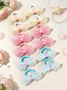 12 Stücke/2 Stücke süße Fischschwanz-Haargummi, bunte Glitzer-Tüll-Haargummis, Pferdeschwanz, Bubble-Zopf, Haaraccessoires Geschenke für Mädchen und Teenager, Schulkleidung - Verschiedenfarbig - Übersicht 3