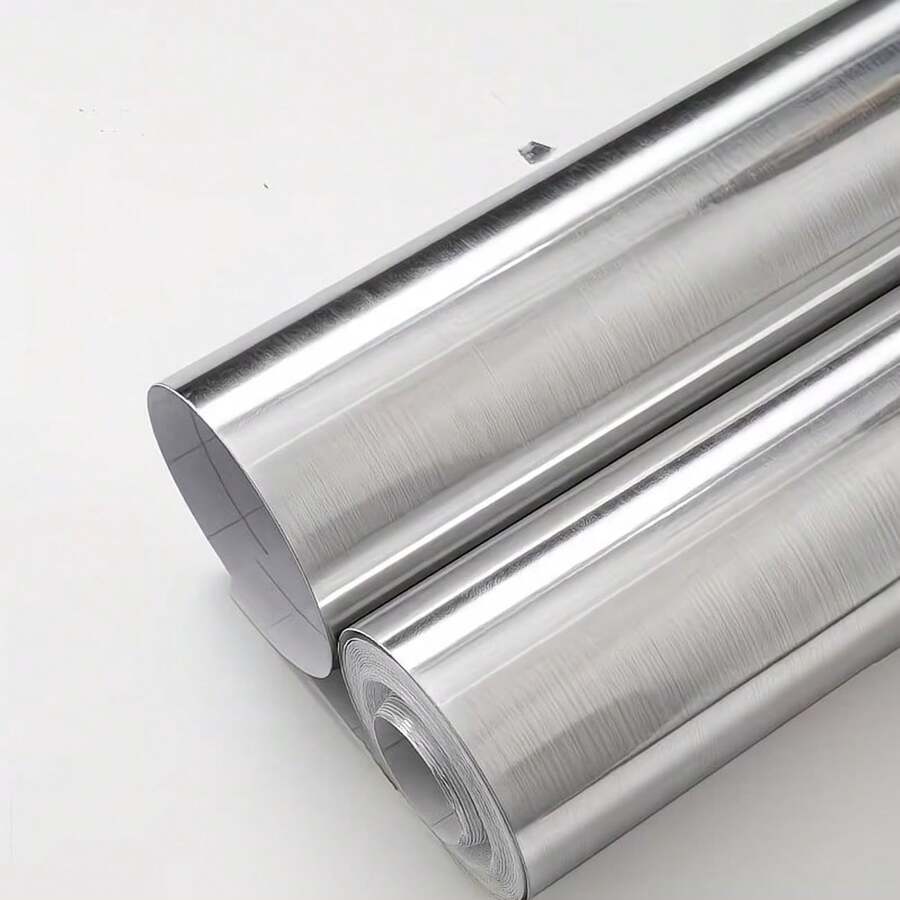 Easy Clean Stainless Steel Countertop Self-Adhesive Paper - For Kitchen - Dishwasher - Refrigerator And Other Appliances Rust Protection, Self-Adhesive Easy Peel And Stick - Silver Stainless Steel Appearance Peel And Stick Wallpaper - Rust-Proof - Waterproof - Removable - Silver Brushed - View 1