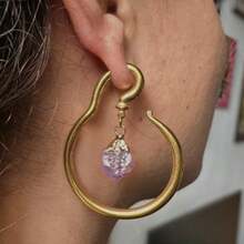 2PCS Dangle Earring  Fashion Natural Stone Ear Weights Stainless Steel Plugs Hooks Gauges Expander Body Piercing Jewelry Earring - Stone - View 9