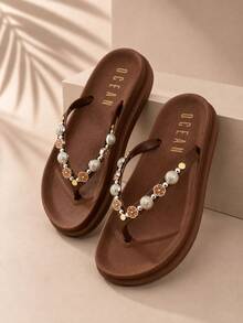 Sandalia Feminina Papete Chinelo Confortável e Leve Tendencia Ar Livre Casual - Caramelo - Visão 1