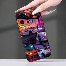 1件裝 賽車圖案 黑銀配色手機殼，相容 Apple 手機 - 彩色 - 查看 5